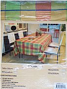 COOMO-TABLECLOTH-GOLD-RED-LIME-BLUE-CHECK-150-CM-X-230-CM-NEW